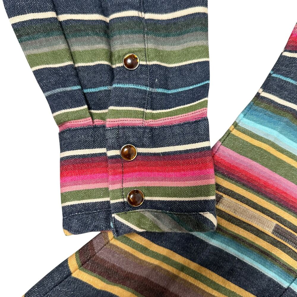 Tasha Polizzi Pearl Snap Western Shirt Serape Stripe Rodeo Cowgirl Sz M - Picture 8 of 8